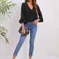 Full Size V-Neck Lace Detail Flounce Sleeve Blouse