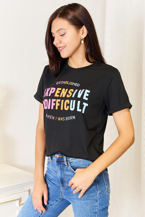Simply Love Slogan Graphic Cuffed Sleeve T-Shirt *