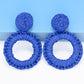 Round Shape Raffia Grass Dangle Earrings