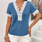 Lace Detail V-Neck Short Sleeve T-Shirt