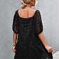 Women's Swiss Dot Square Neck Half Balloon Sleeve Dress