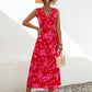 Tied Printed Surplice Tiered Dress