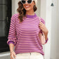 Striped Round Neck Dropped Shoulder Sweater