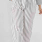 Full Size PantsPlace Striped Paperbag Waist White Cropped Pants