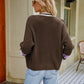 Contrast Button Up Dropped Shoulder Cardigan