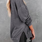 Full Size Dropped Shoulder Slit Sweatshirt