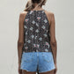 GeometricFashion Leopard Floral Halter Tie Front Top