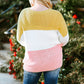 Sunny Yellows Plus Size Color Block Round Neck Sweater 🦋