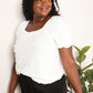 Double Take Full Size White Swiss Dot Puff Sleeve Square Neck Blouse