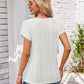 Eyelet Round Neck Petal Sleeve T-Shirt