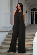 Double Take Full Size Tie Back Cutout Sleeveless Jumpsuit *