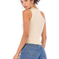 OCEAN CHIC Asymmetrical Sleeveless Rib-Knit Top