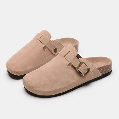 Suede Shoe Closed Toe Buckle Slides