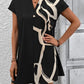Printed Notched Short Sleeve Dress