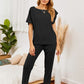 Round Neck Top and Pants Lounge Set