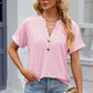 Eyelet Notched Short Sleeve T-Shirt