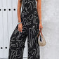 Printed Wide Strap Jumpsuit with Pockets