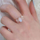 High Quality Natural Moonstone 925 Sterling Silver Three Stone Ring