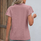 Eyelet Notched Flutter Sleeve T-Shirt