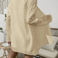 Dropped Shoulder Button Up Top and Elastic Waist Shorts Set