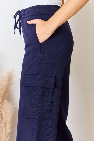 RISEN Drawstring Relaxed Cargo Wide Leg Pants *