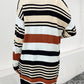 Striped Open Front Drop Shoulder Cardigan
