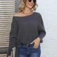 Full Size Horizontal Ribbing Dolman Sleeve Sweater