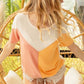 BiBi Round Neck Color Block Short Sleeve Knit Sweater - Brand BiBi