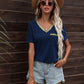 Glitter V-Neck Short Sleeve Tee Shirt