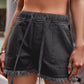 Full Size Drawstring Raw Hem Denim Shorts