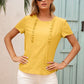 Frill Round Neck Short Sleeve Blouse