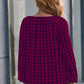 Plaid Tie Neck Balloon Sleeve Blouse