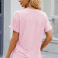 Eyelet Notched Short Sleeve T-Shirt
