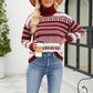 Geometric Turtleneck Long Sleeve Sweater