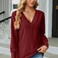 V-Neck Lantern Sleeve T-Shirt