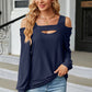 Cold Shoulder Square Neck Cutout Blouse