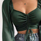 Drawstring Sweetheart Neck Cropped Top