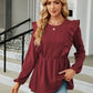 Round Neck Ruffled Peplum Blouse