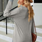 Slit V-Neck Long Sleeve T-Shirt