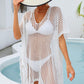 SO SUMMER One Size Fringe Trim Openwork Cover Up
