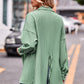 Full Size Slit Dropped Shoulder Longline Shirt