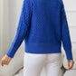 AuroraBlissX Round Neck Cable-Knit Buttoned Knit Top