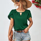 Women's Full Size Cutout Round Neck Petal Sleeve Blouse