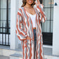 Sophia & Grace Printed Open Front Pocketed Cardigan