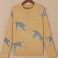 Animal Element Round Neck Dropped Shoulder Sweater