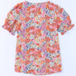 Full Size Floral Short Flounce Sleeve Blouse