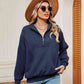 Full Size Half-Zip Dropped Shoulder Sweatshirt