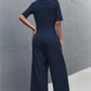 Women's Scoop Neck Half Sleeve Wide Leg Jumpsuit
