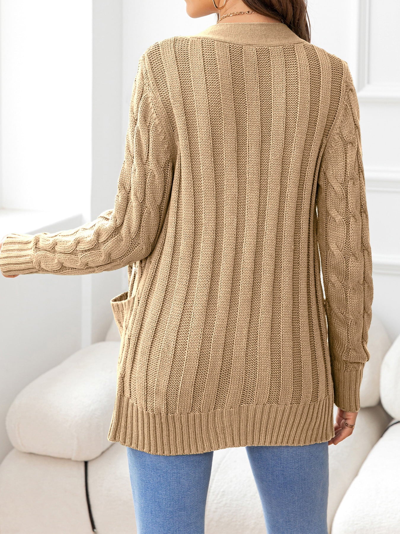 SavannahTree Button Down Cable-Knit Cardigan