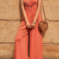 BeautifyJumpers Smocked Spaghetti Strap Wide Leg Jumpsuit